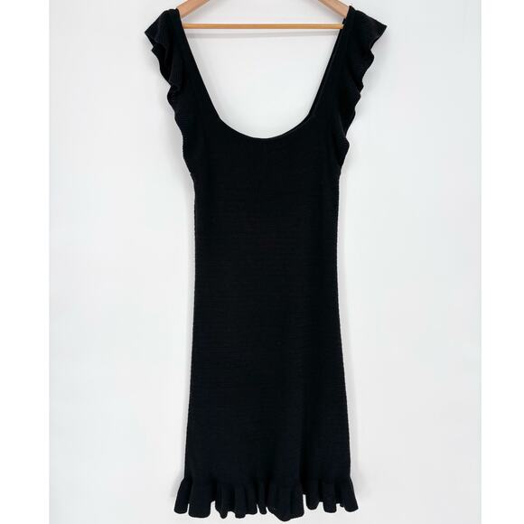 House of Harlow 1960 NWT Black Crochet Ruffle Midi Dress Size M - Picture 3 of 7